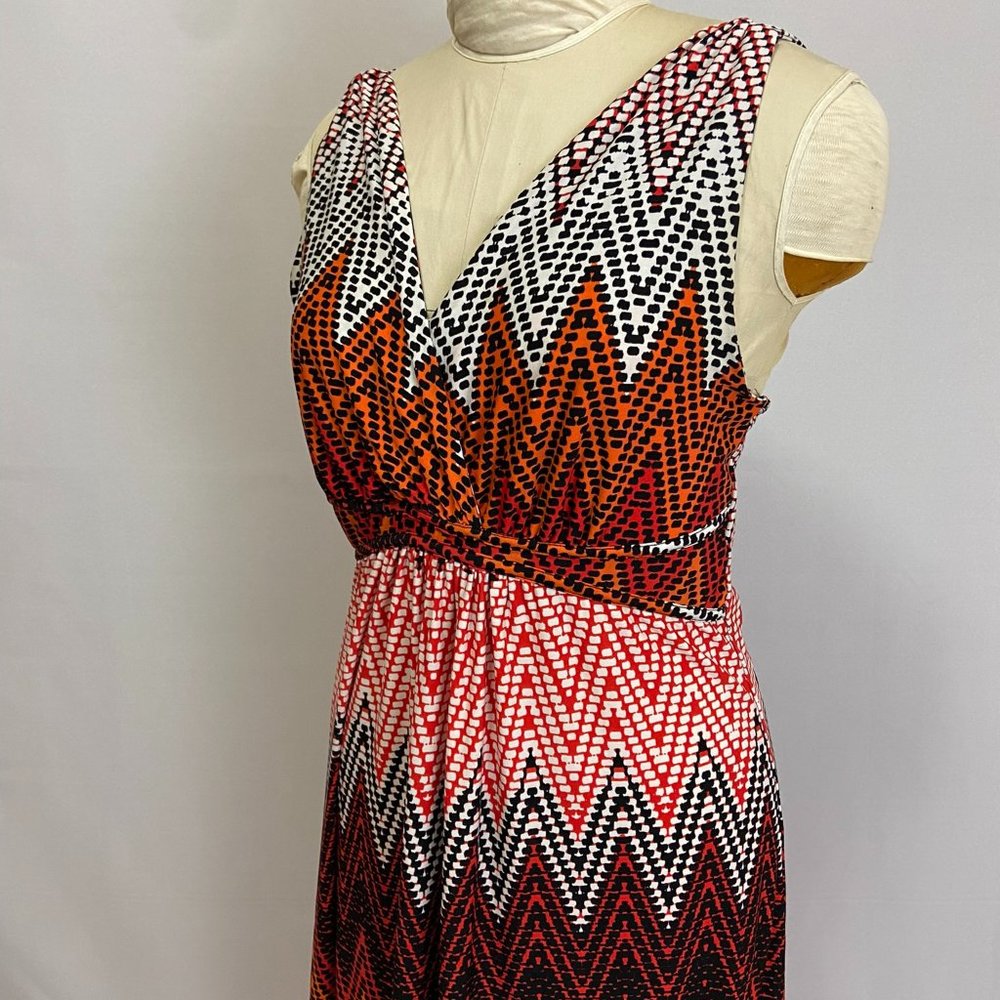 Zig Zag Black/Red/Orange Summer Maxi Dress